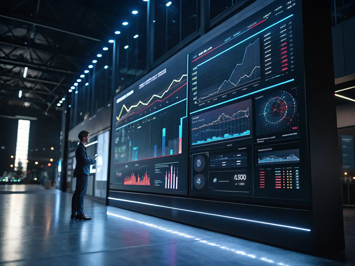 A dynamic image showcasing AI-driven trading algorithms in action, with financial charts and data streams visualized in a futuristic interface, suitable for the AI Trading Masterclass course.