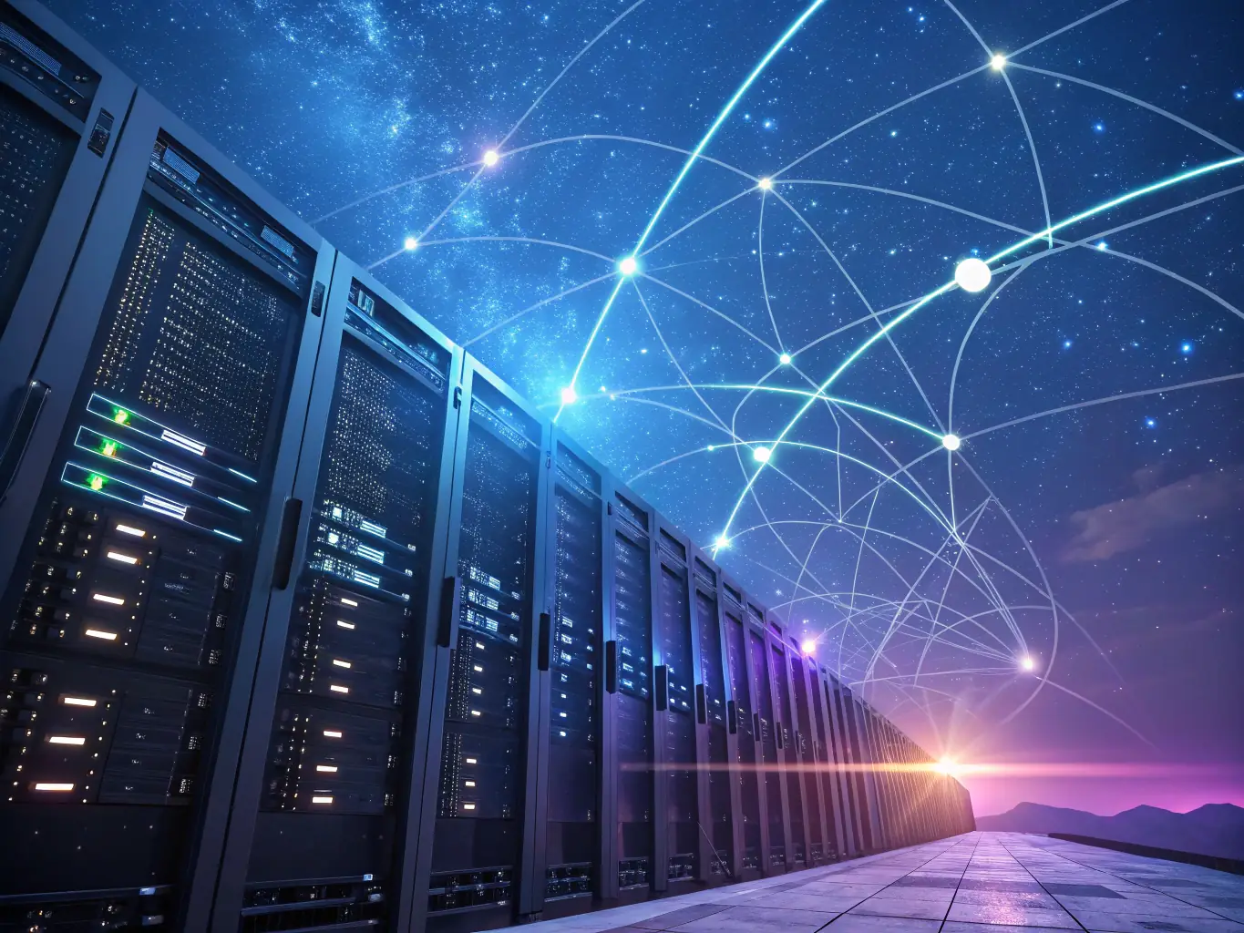 A visually engaging image representing marketing automation, featuring interconnected nodes and data flows, symbolizing personalized customer journeys and automated campaign management, tailored for the Marketing Automation Bootcamp course.