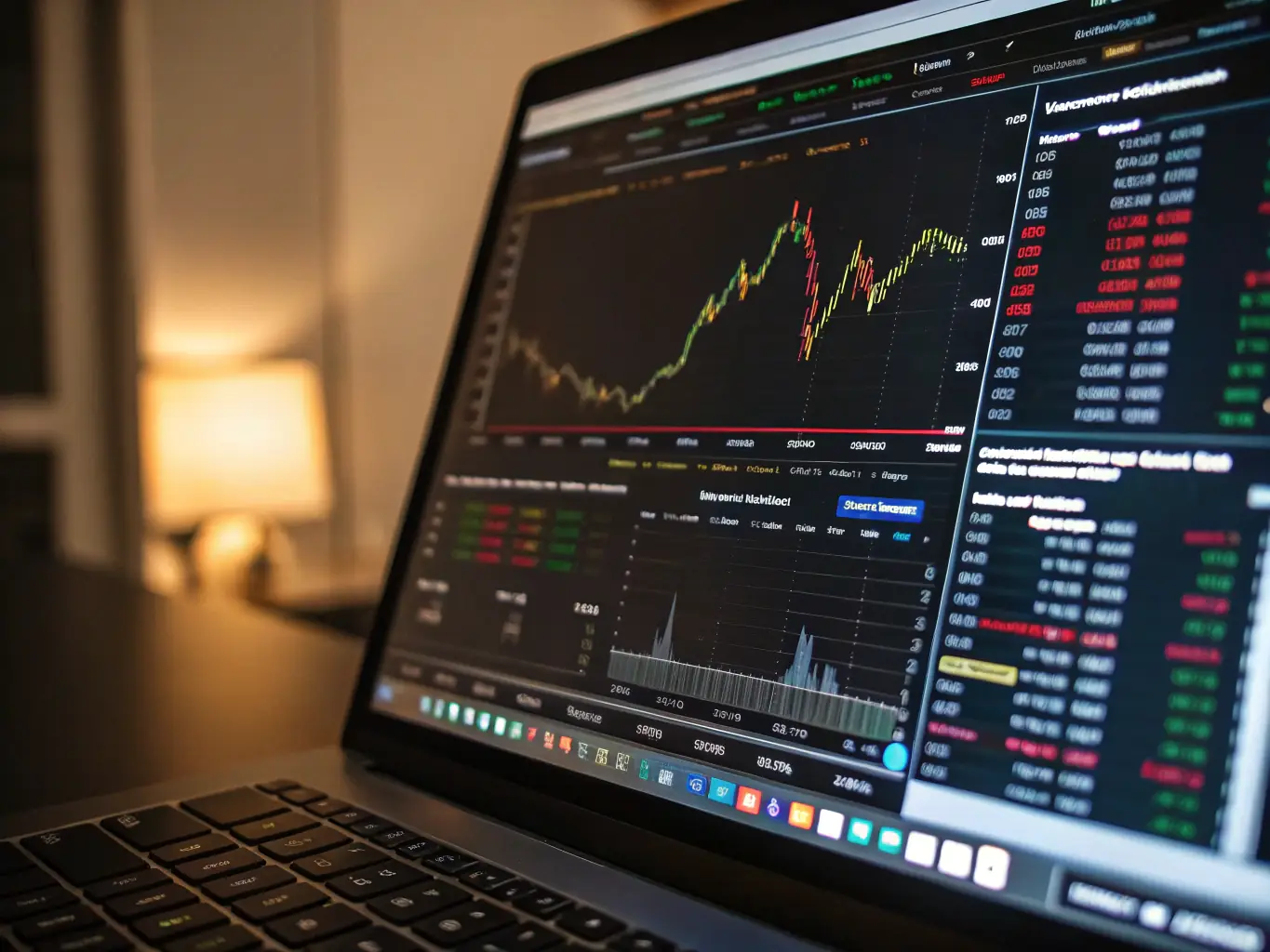 A sleek digital chart with AI algorithms overlaying stock market data, highlighting futuristic trading technology, representing the AI Trading Masterclass.